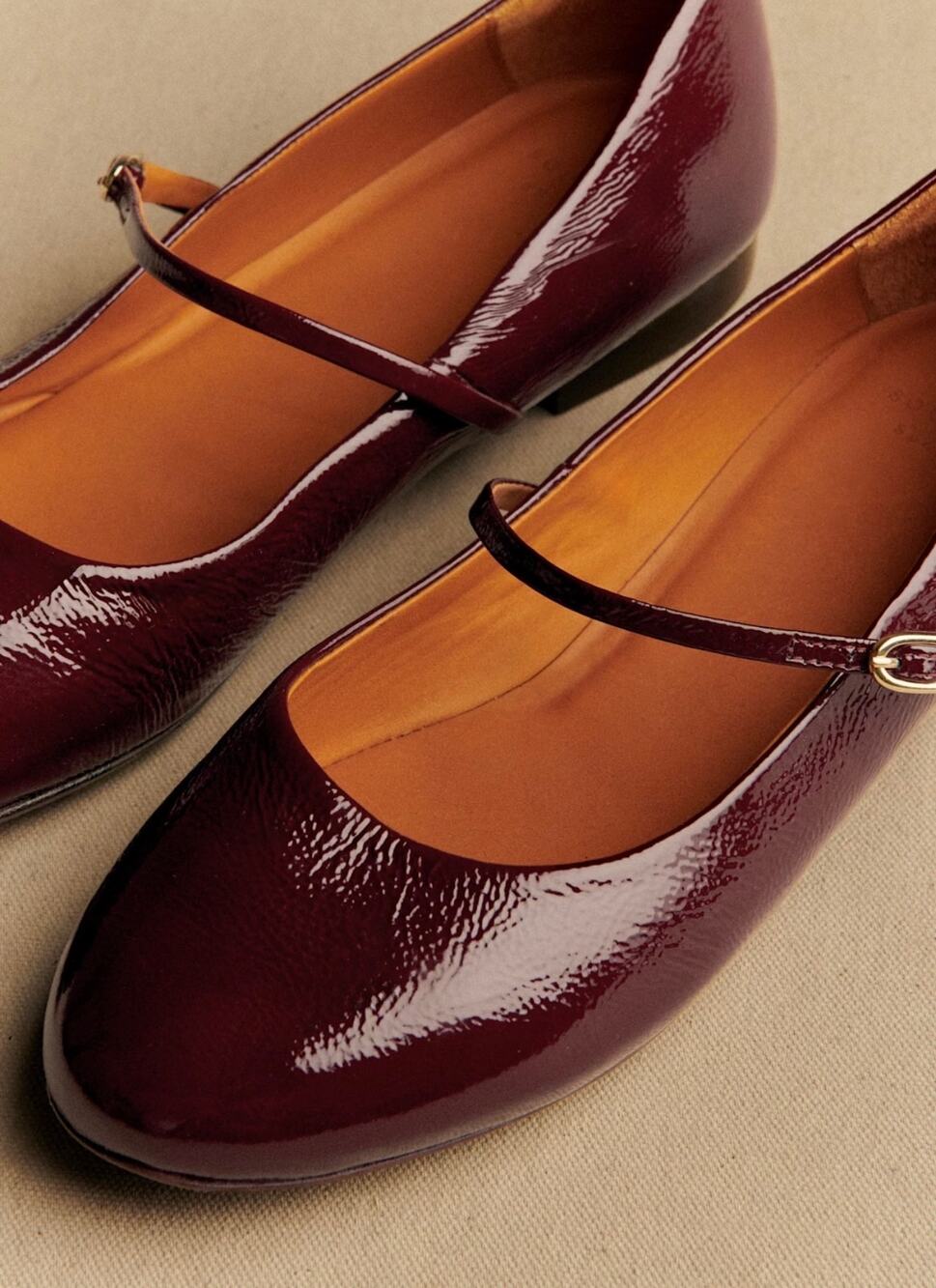 La Maille Sezane Meline Low Ballerinas in Patent Purple (Burgundy) Size 39 NWT✨